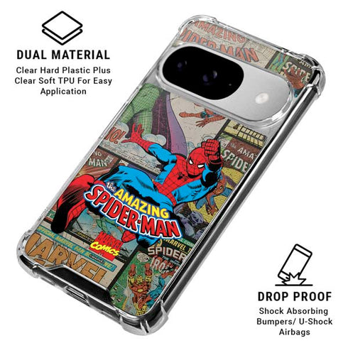 Marvel Classic Comics Amazing Spider-Man Collage Google Pixel 10 Clear Case